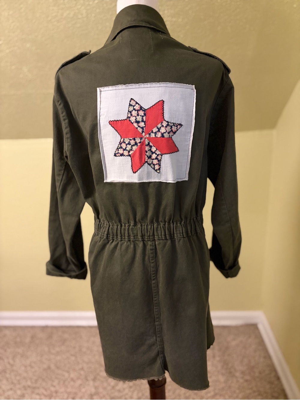 Upcycled Stash Style 1993 Dutch Military Jacket Vintage Quilt Star Patch